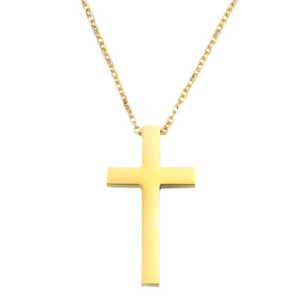 High-Quality Stainless Steel 18" Simple Cross Necklace Design