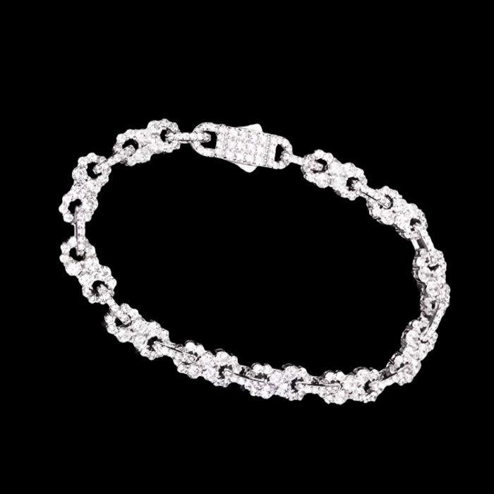 Iced Out 10mm Sterling Silver 925 Clustered Moissanite Infinity Link 7.5"or 8.5" Bracelet - M300059