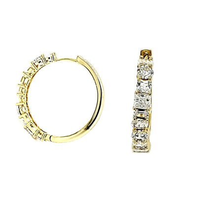 925 Sterling Silver Hoop Bling CZ Earrings