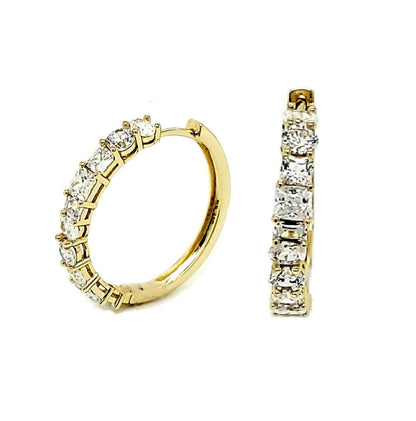 925 Sterling Silver Hoop Bling CZ Earrings