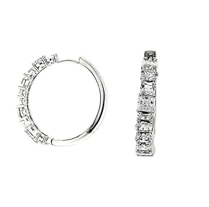 925 Sterling Silver Hoop Bling CZ Earrings