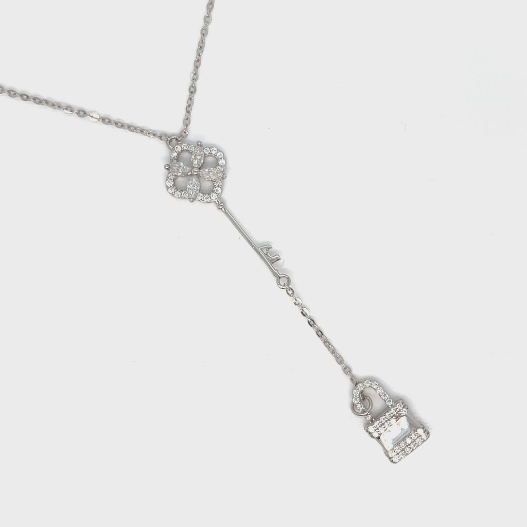 Video of the Lock & Key Necklace, 925 sterling silver with cubic zirconia