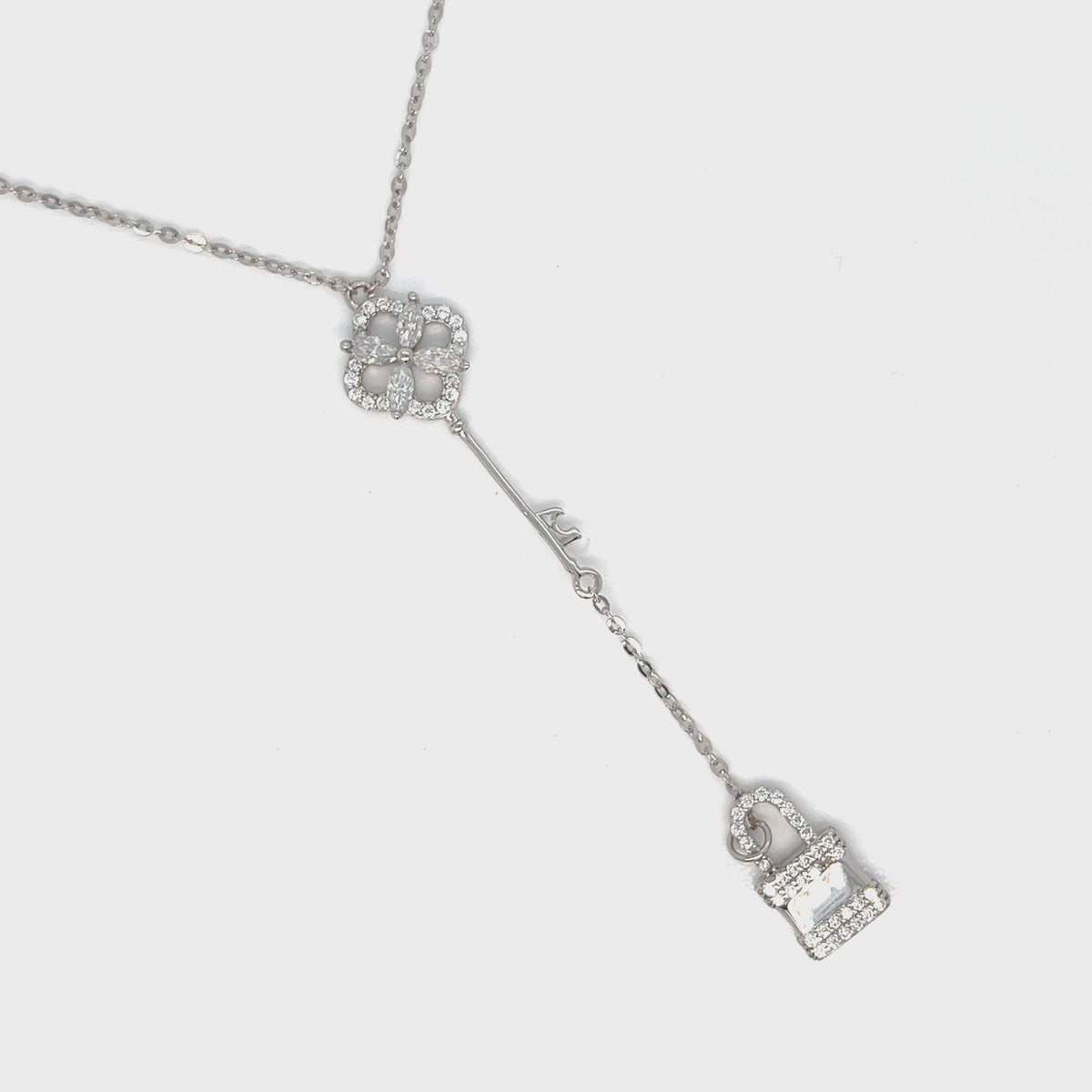 Video of the Lock & Key Necklace, 925 sterling silver with cubic zirconia