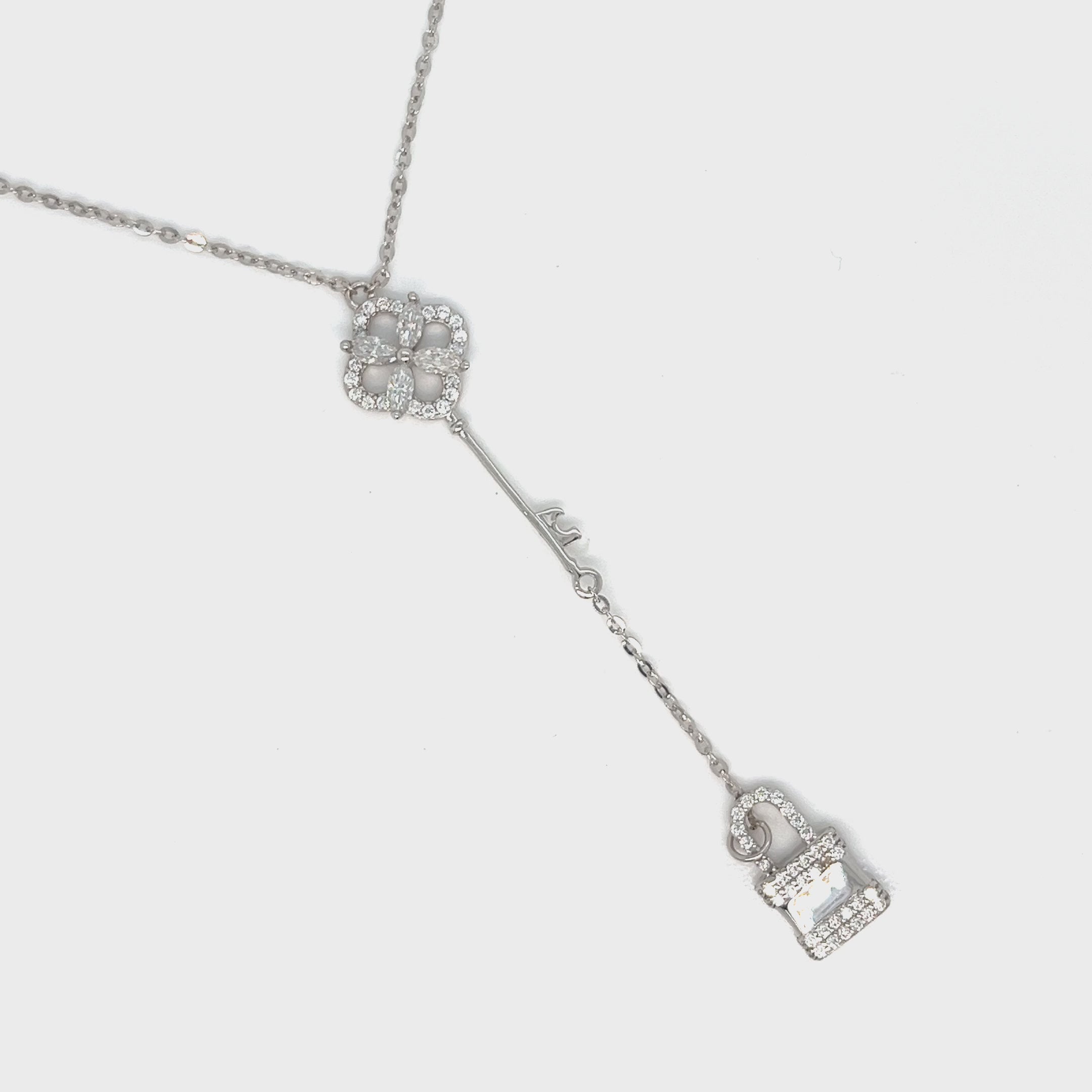 Video of the Lock & Key Necklace, 925 sterling silver with cubic zirconia