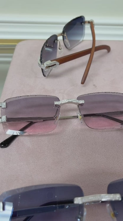 C-Decor Iced-Out Moissanite Rimless Sunglasses Metal Arms