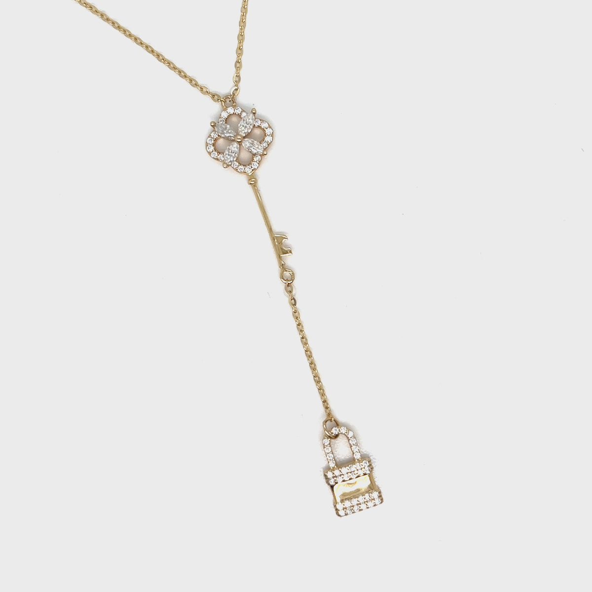 Video of the Lock & Key Necklace, 925 sterling silver with cubic zirconia