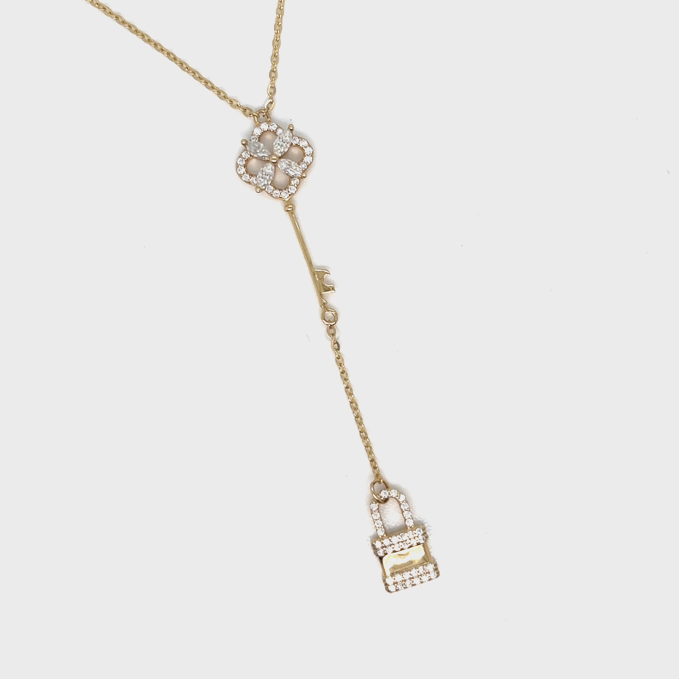 Video of the Lock & Key Necklace, 925 sterling silver with cubic zirconia