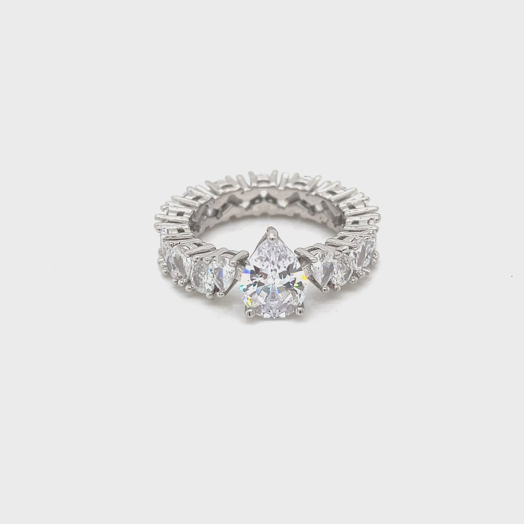 Video of the Pear Eternity, 925 sterling silver with moissanite or CZ