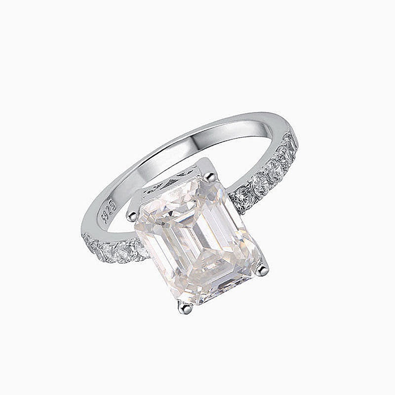 Engagement Shaped CZ Silver Ring