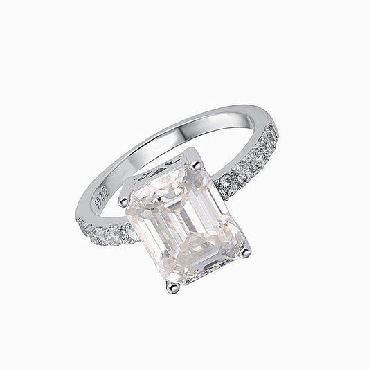 Engagement Shaped CZ Silver Ring