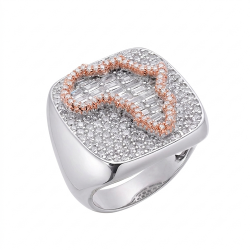 Africa Signet Ring in 925 sterling silver with lab-grown moissanite, rose gold tone