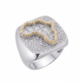 Africa Signet Ring in 925 sterling silver with lab-grown moissanite, yellow gold tone