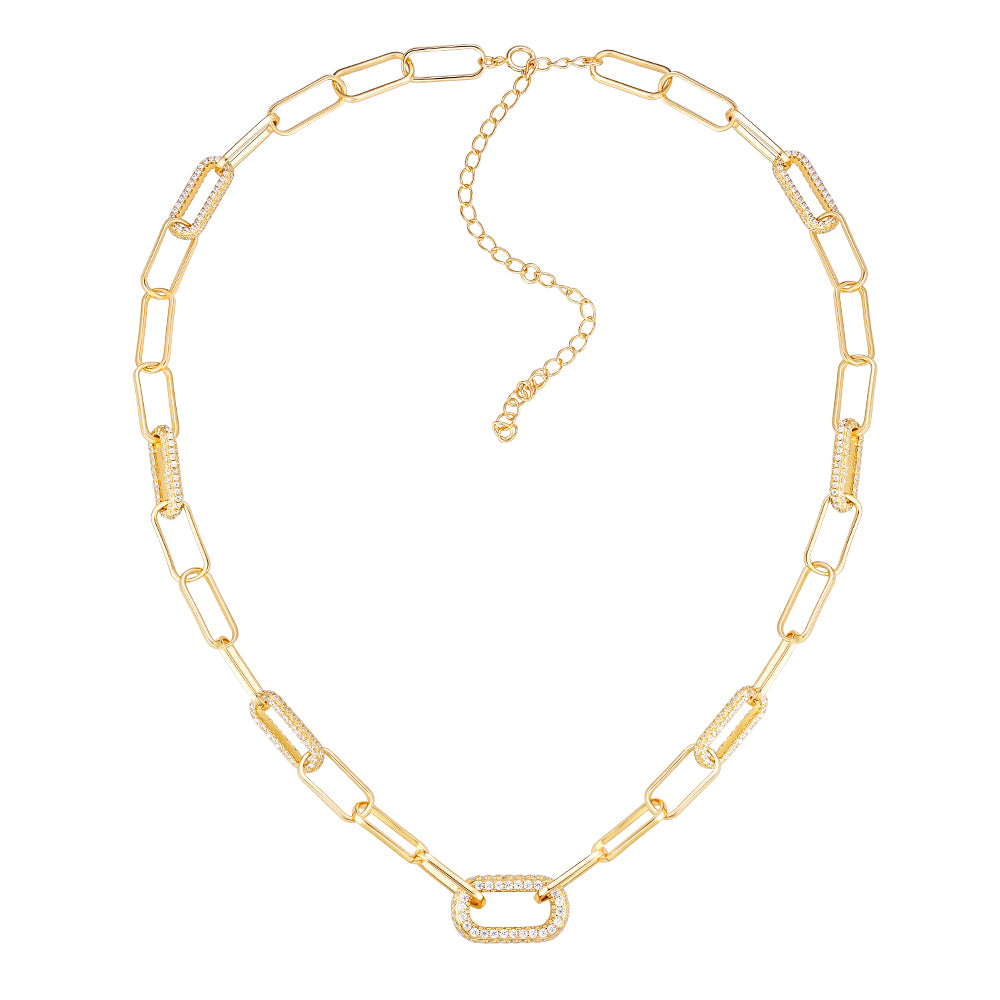 Aura Necklace in 925 sterling silver with cubic zirconia, yellow gold tone