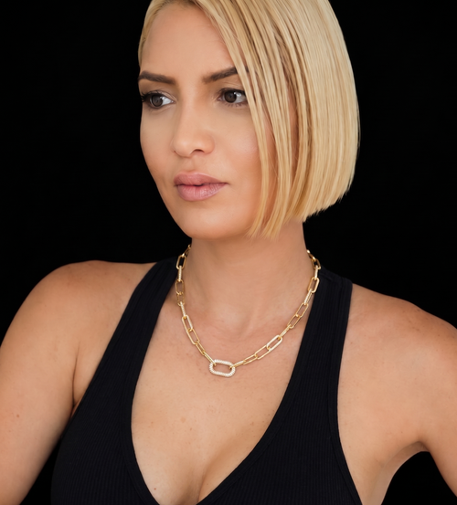 Aura Necklace in 925 sterling silver with cubic zirconia, view 2