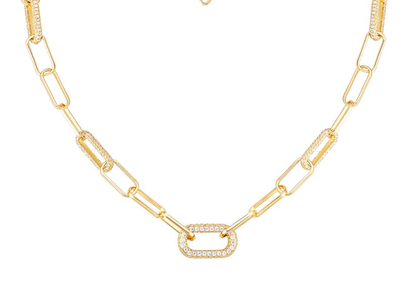 Aura Necklace in 925 sterling silver with cubic zirconia, yellow gold tone