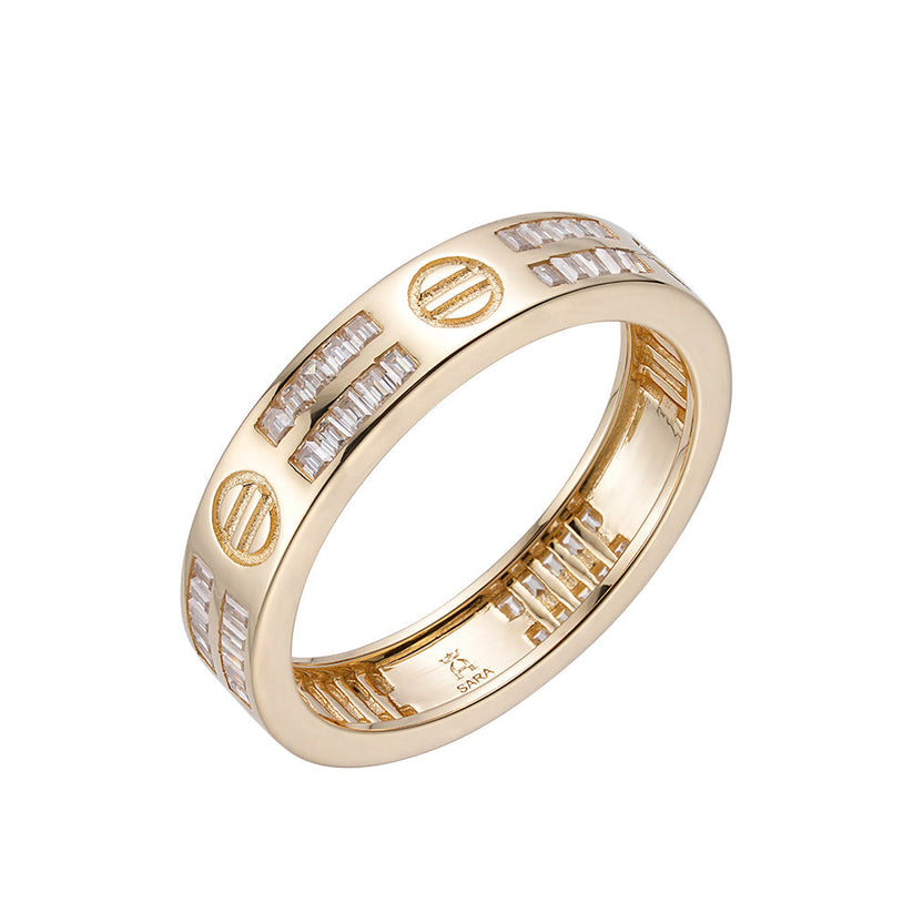 Axis Band in 925 sterling silver with moissanite or CZ
