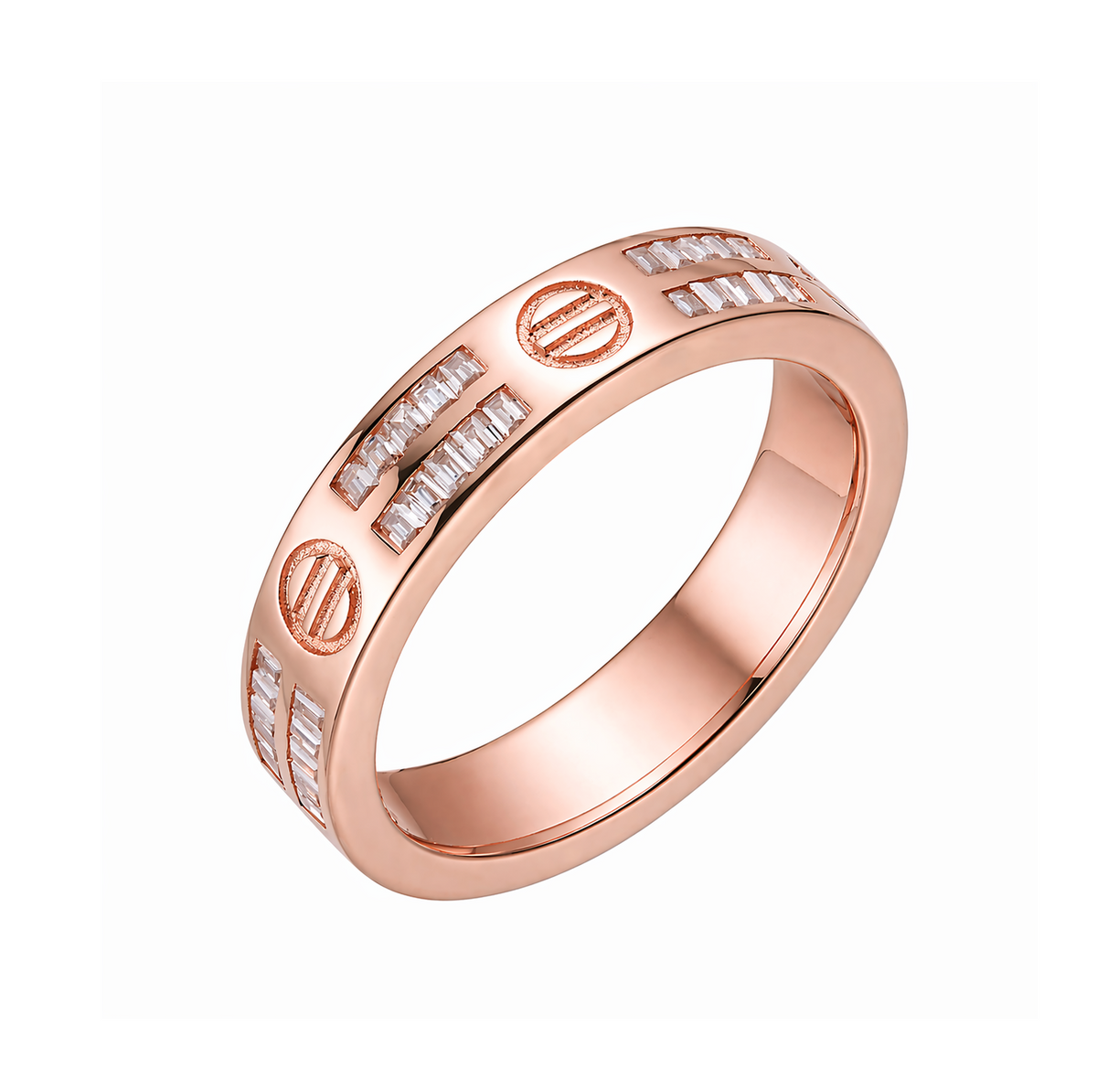 Axis Band in 925 sterling silver with moissanite or CZ, view 4