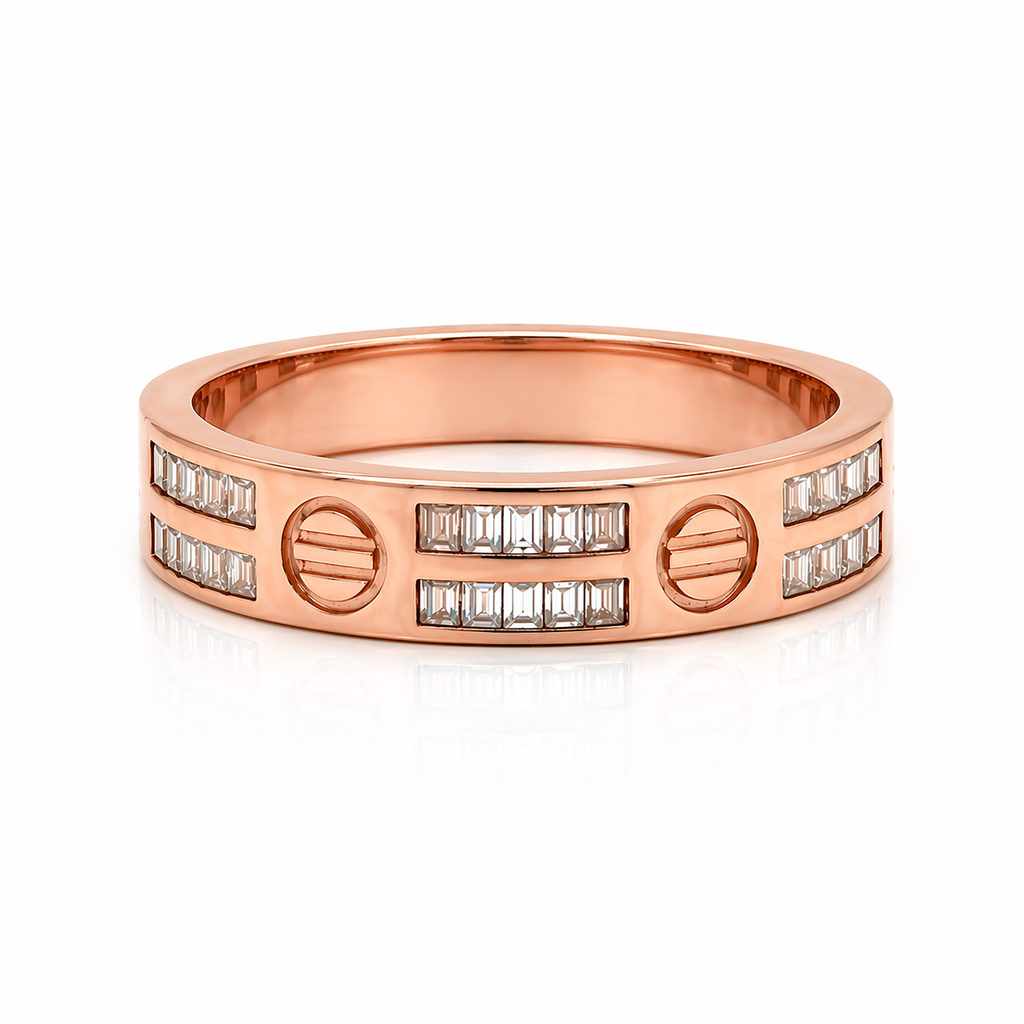 Axis Band in 925 sterling silver with moissanite or CZ, view 5
