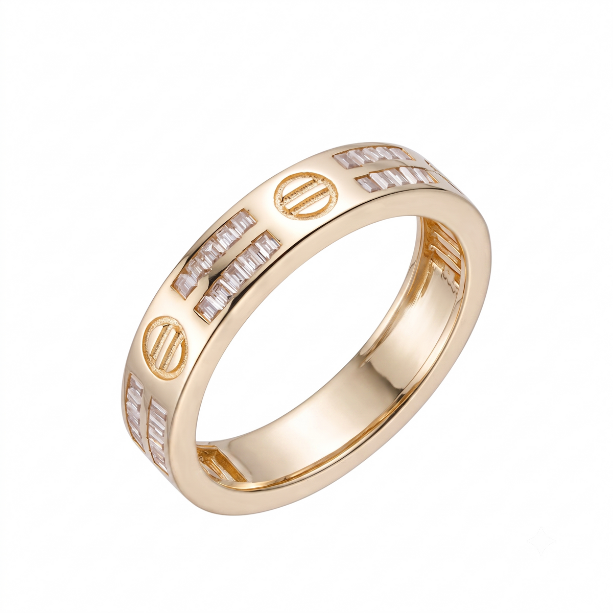 Axis Band in 925 sterling silver with moissanite or CZ, view 7