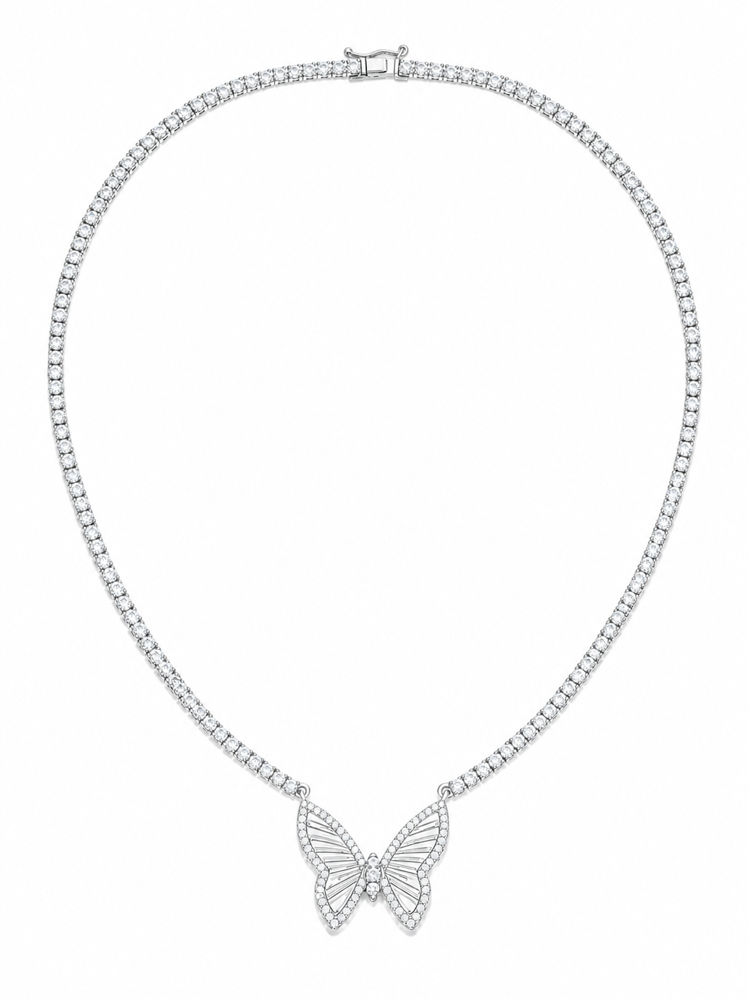 Butterfly Tennis Necklace in 925 sterling silver with moissanite or CZ, view 6