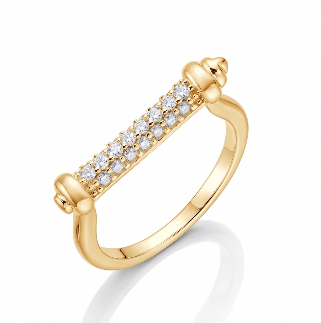 Column Ring in 925 sterling silver with moissanite or CZ