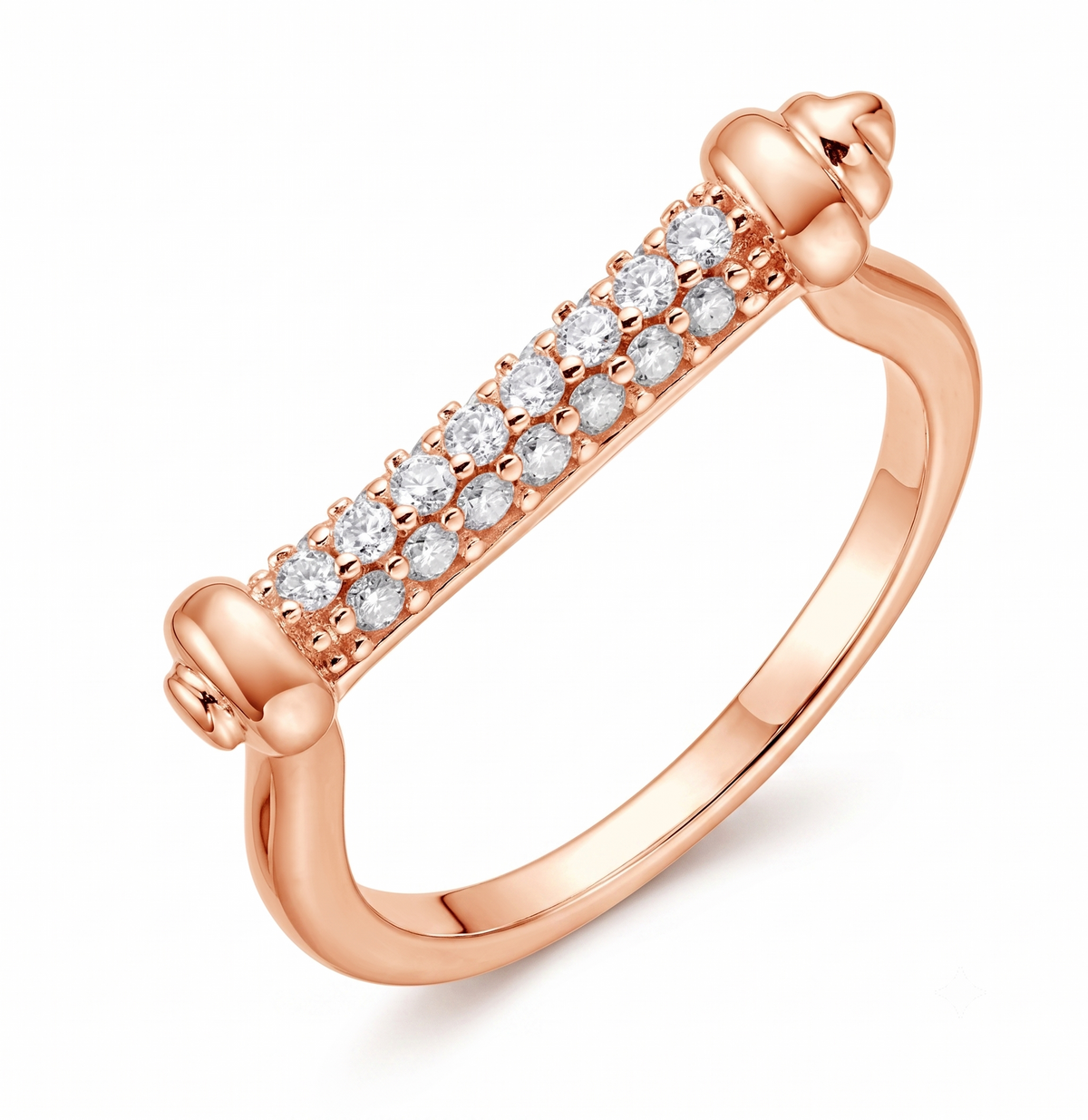 Column Ring in 925 sterling silver with moissanite or CZ, view 3