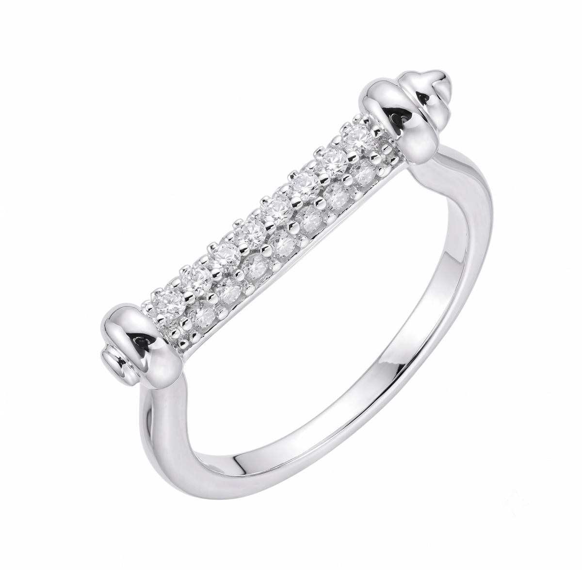 Column Ring in 925 sterling silver with moissanite or CZ, view 4