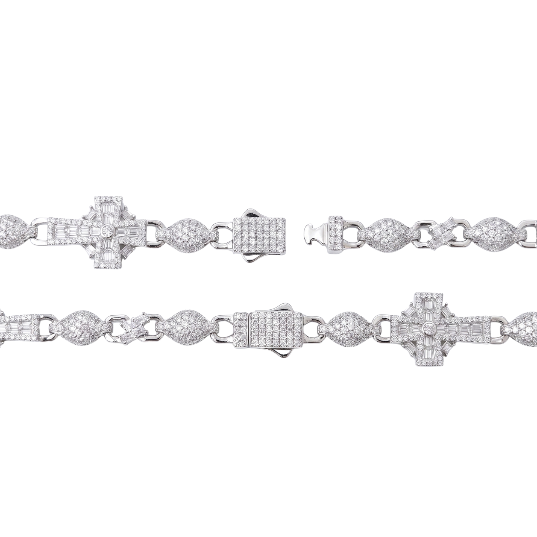Cross Necklace in 925 sterling silver with lab-grown moissanite, view 4