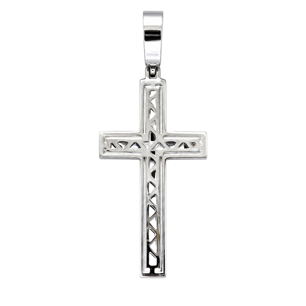Cross Pendant in 925 sterling silver with lab-grown moissanite, view 4