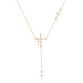 Cross Y Necklace in 925 sterling silver with cubic zirconia, yellow gold tone