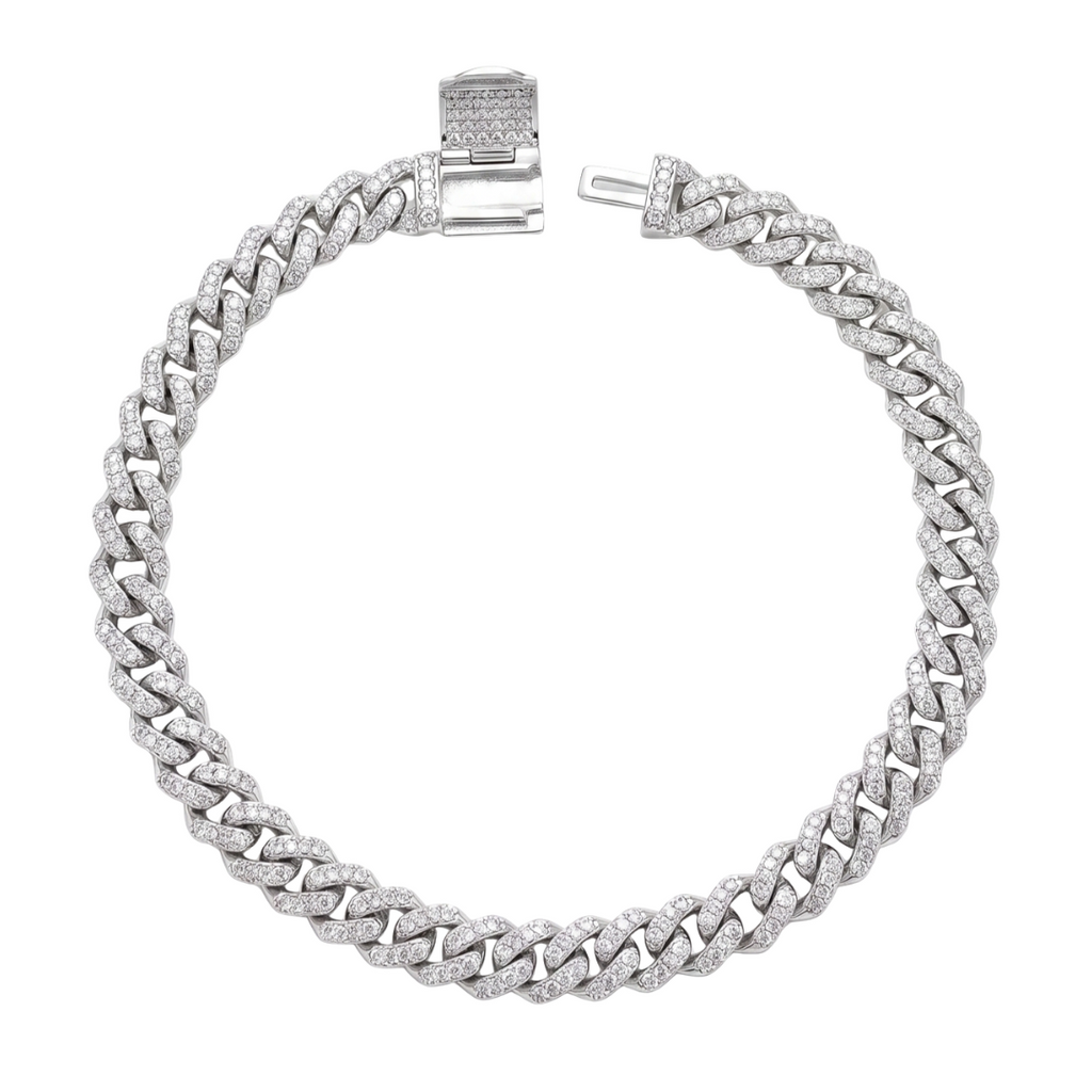 Cuban Link Bracelet in 925 sterling silver with lab-grown moissanite, view 3