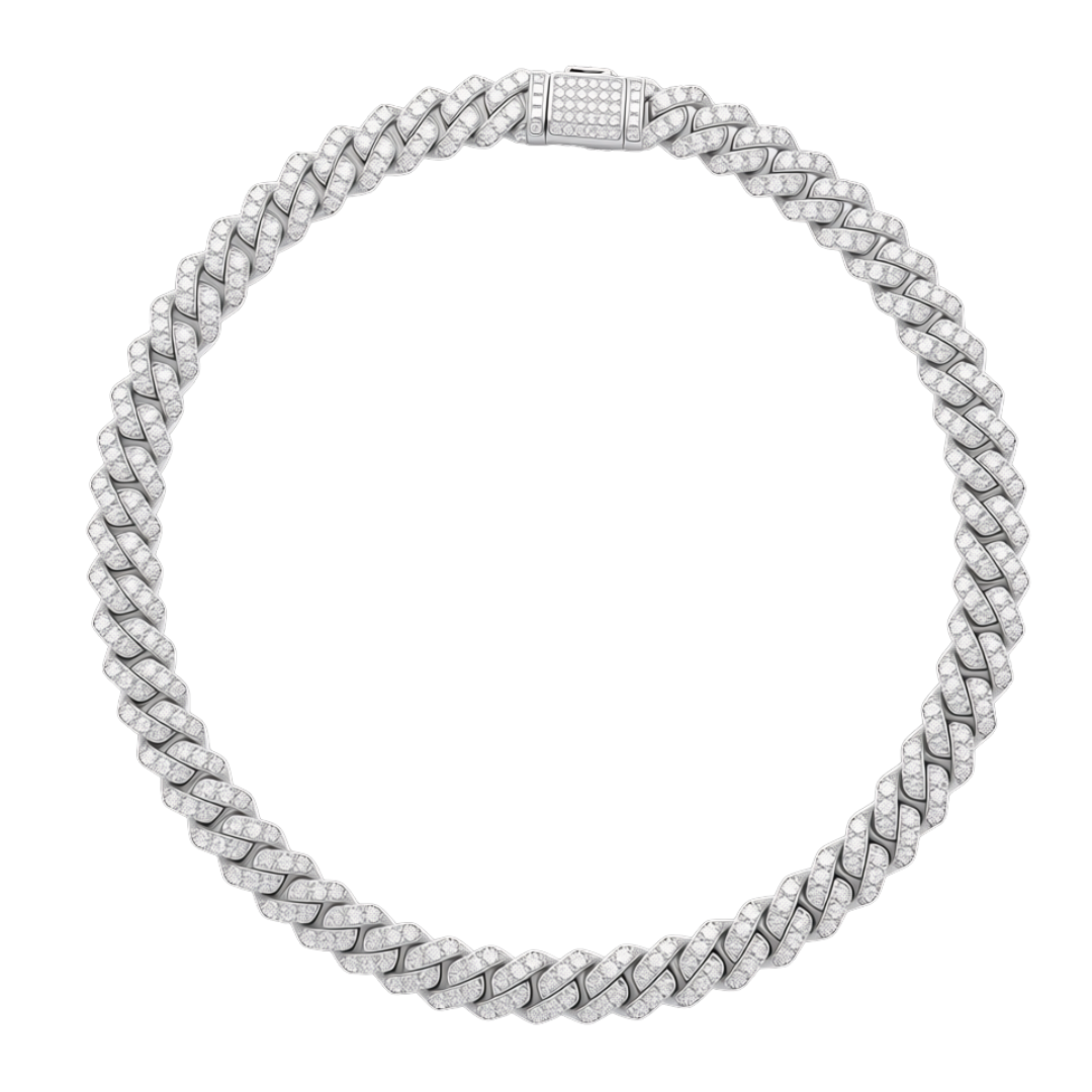 Cuban Link Necklace in 925 sterling silver with lab-grown moissanite