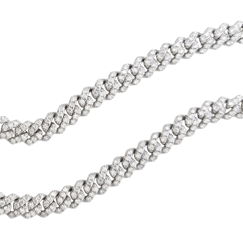 Cuban Link Necklace in 925 sterling silver with lab-grown moissanite, view 3