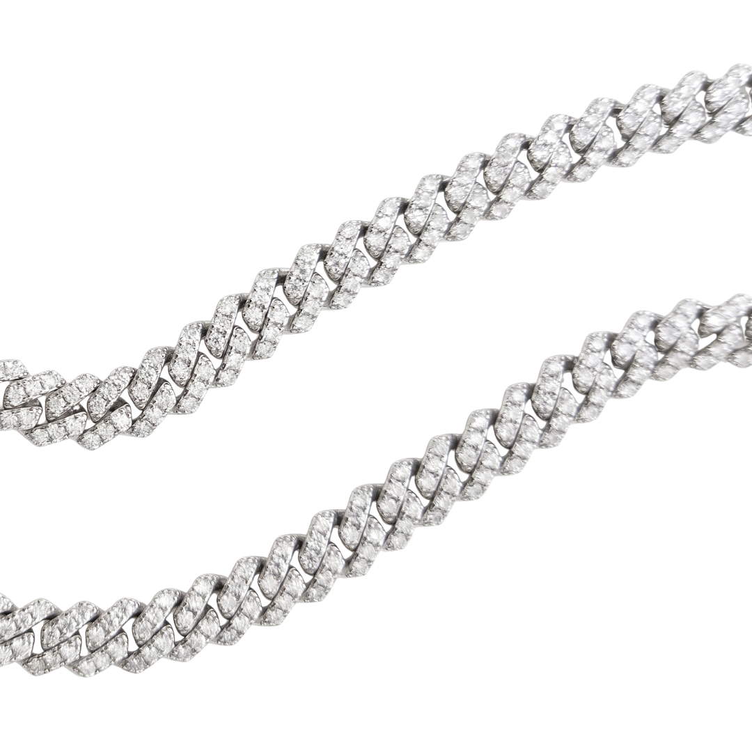 Cuban Link Necklace in 925 sterling silver with lab-grown moissanite, view 3