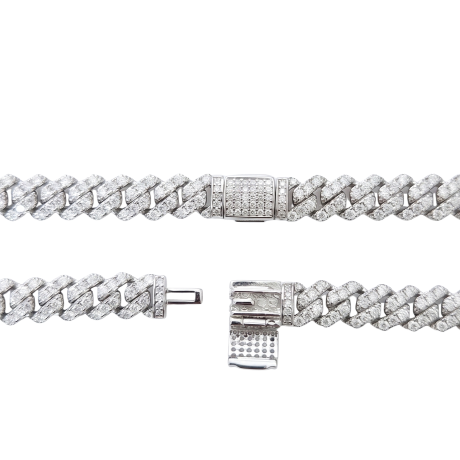 Cuban Link Necklace in 925 sterling silver with lab-grown moissanite, view 4