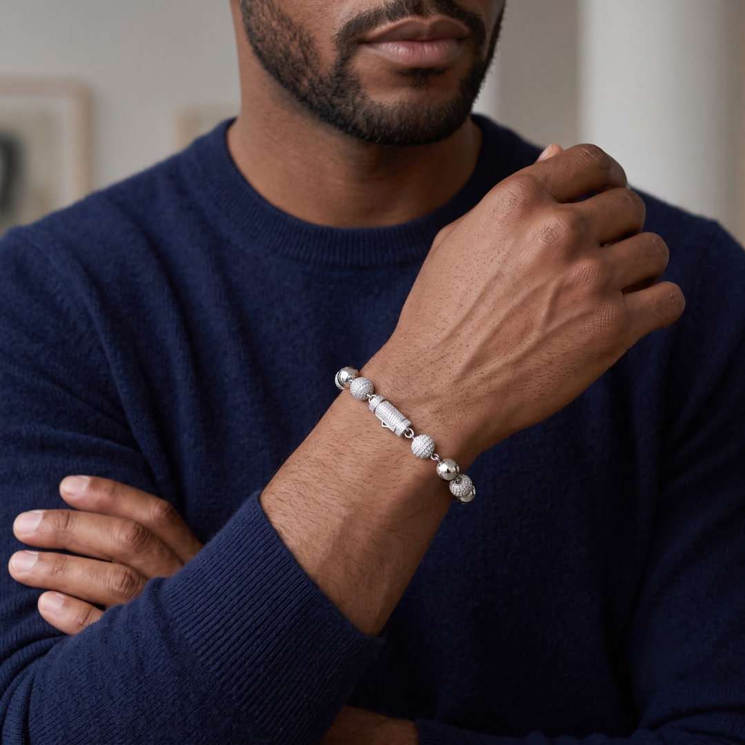 Disco Ball Bracelet in 925 sterling silver with lab-grown moissanite, view 2
