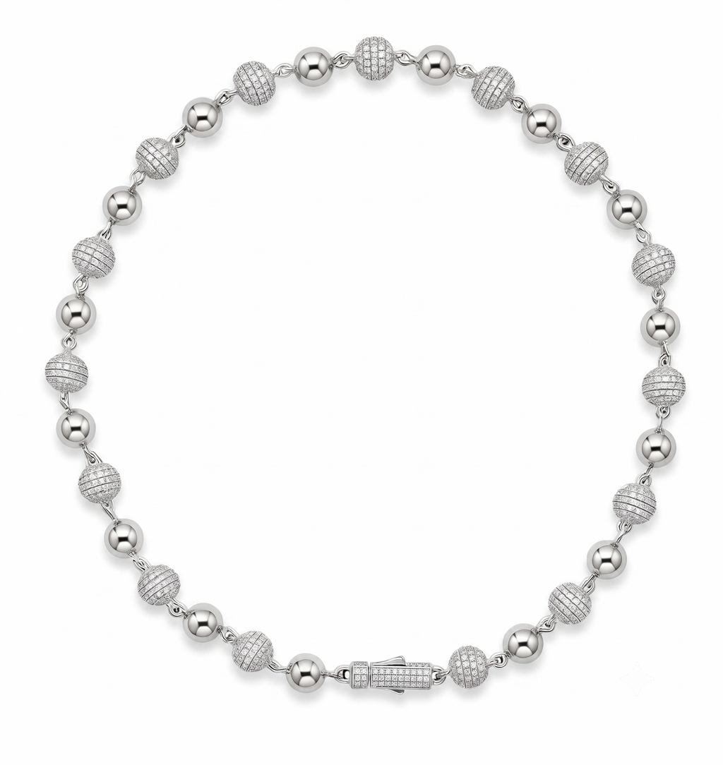 Disco Ball Necklace in 925 sterling silver with lab-grown moissanite