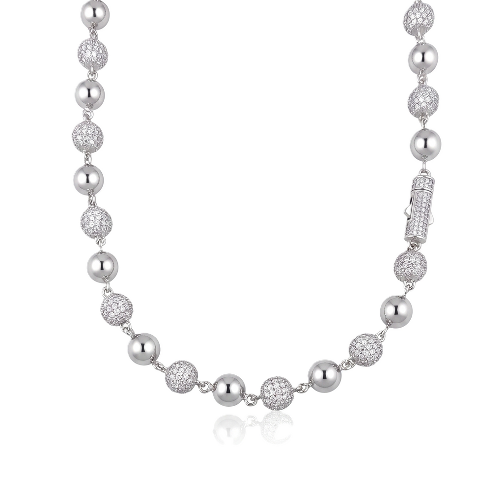 Disco Ball Necklace in 925 sterling silver with lab-grown moissanite, view 3