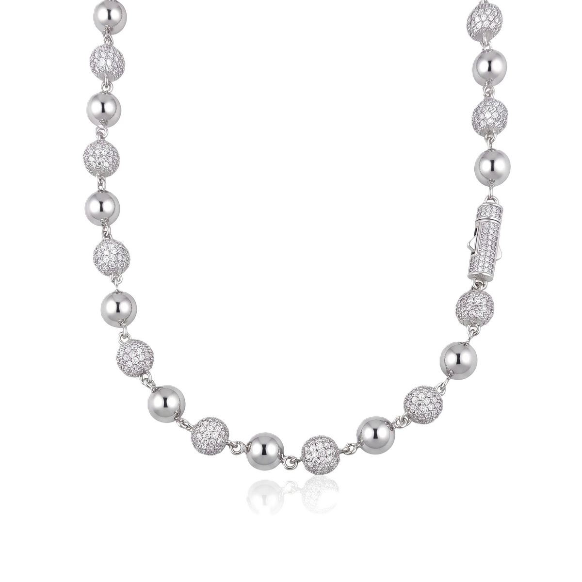 Disco Ball Necklace in 925 sterling silver with lab-grown moissanite, view 3
