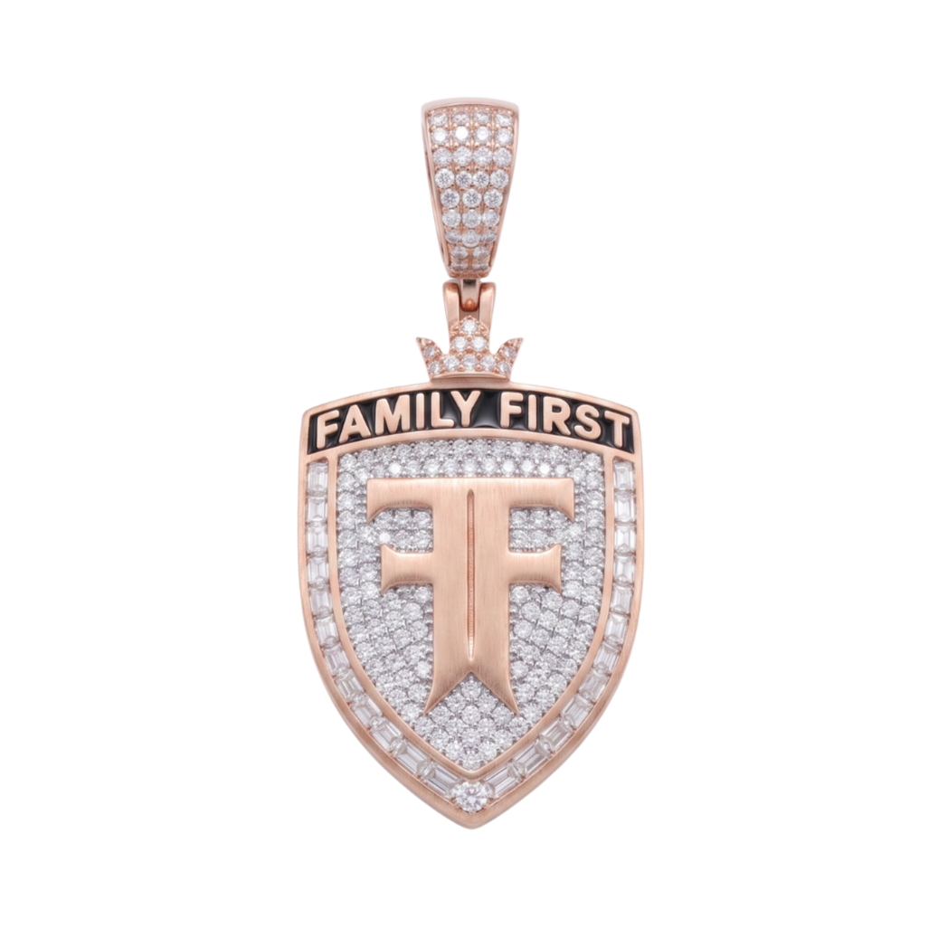 Family First Pendant in 925 sterling silver with lab-grown moissanite