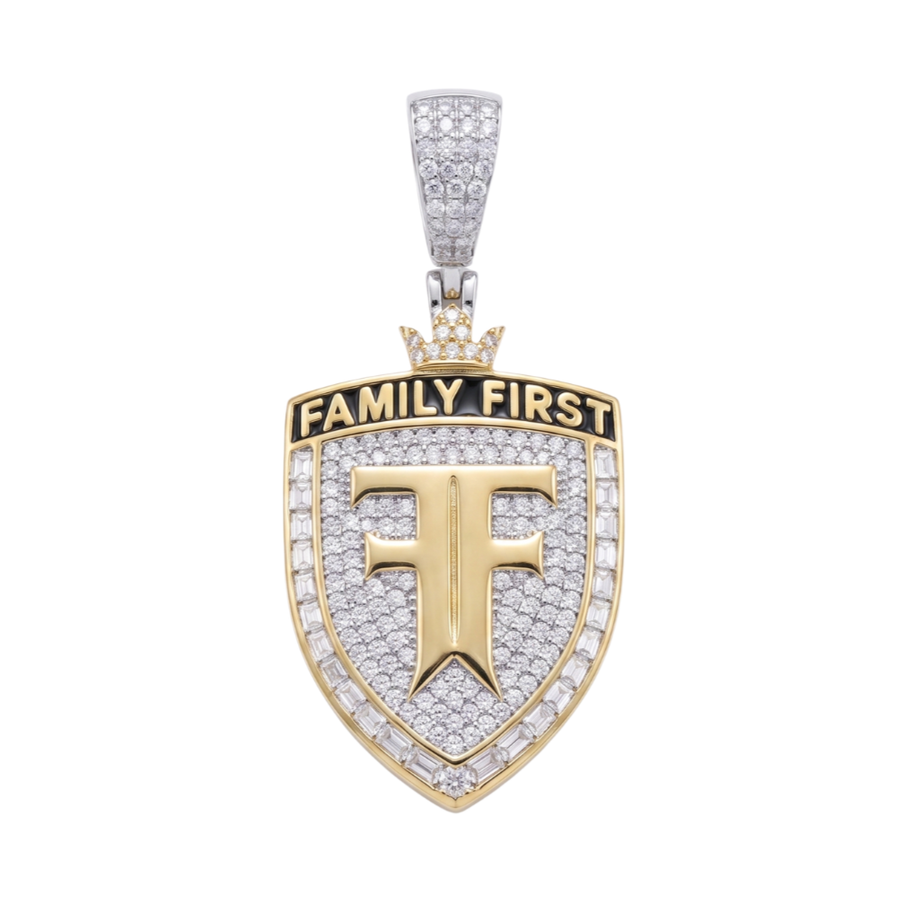 Family First Pendant in 925 sterling silver with lab-grown moissanite, view 3