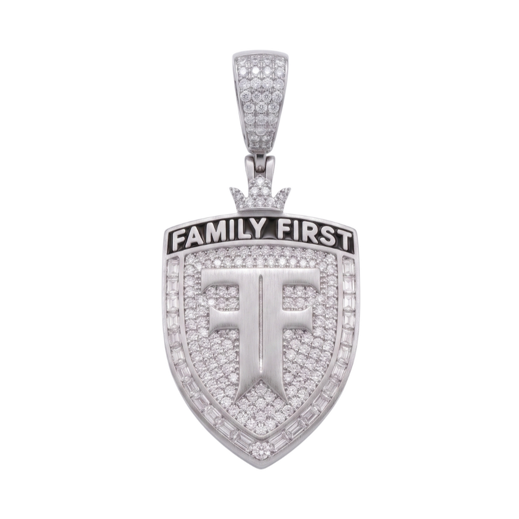 Family First Pendant in 925 sterling silver with lab-grown moissanite, view 4
