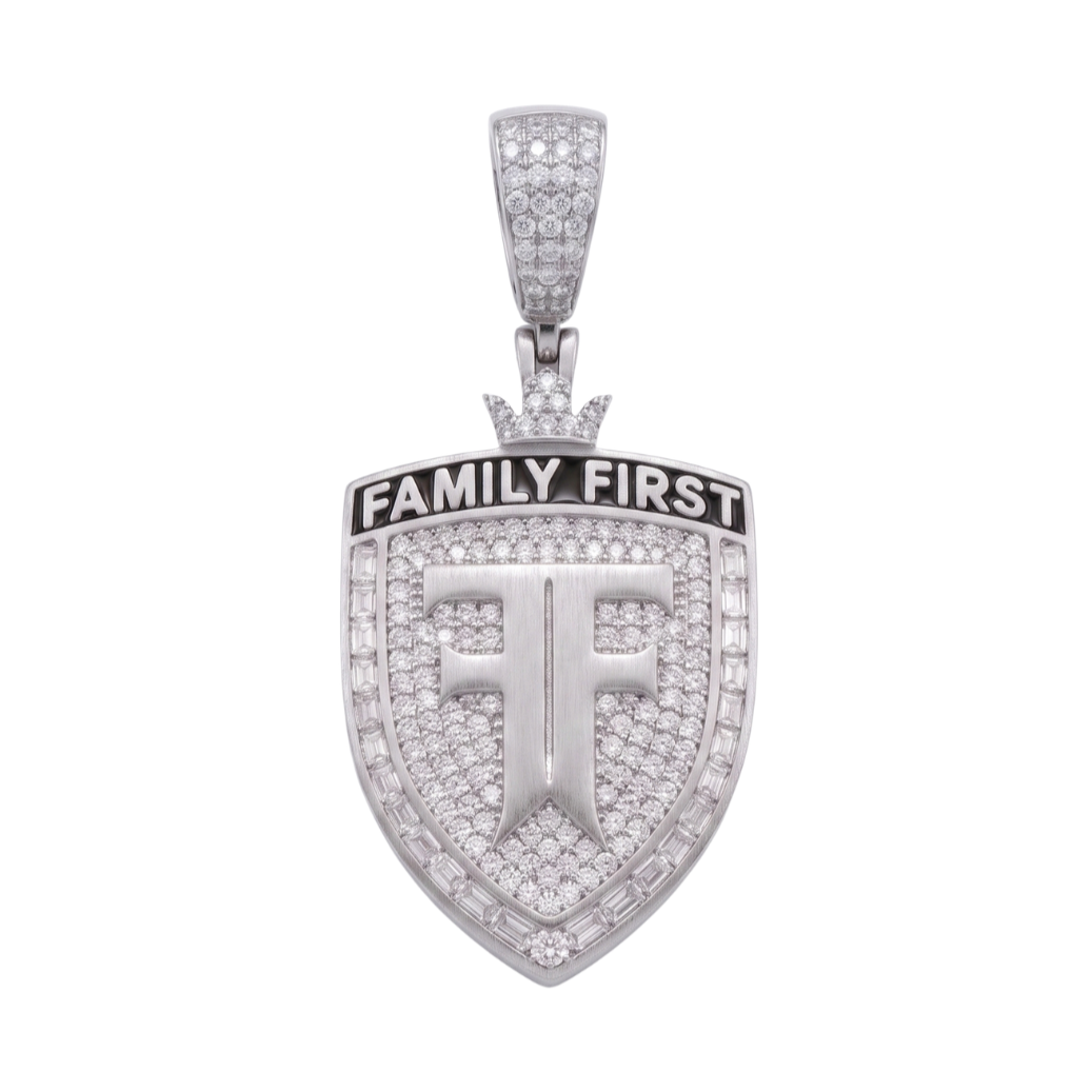 Family First Pendant in 925 sterling silver with lab-grown moissanite, view 4