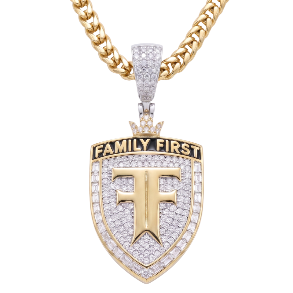 Family First Pendant in 925 sterling silver with lab-grown moissanite, view 5