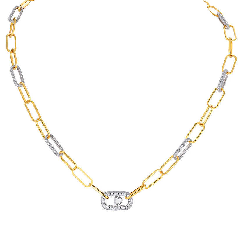 Floating Heart Necklace in 925 sterling silver with cubic zirconia