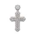 Floral Cross Pendant in 925 sterling silver with lab-grown moissanite