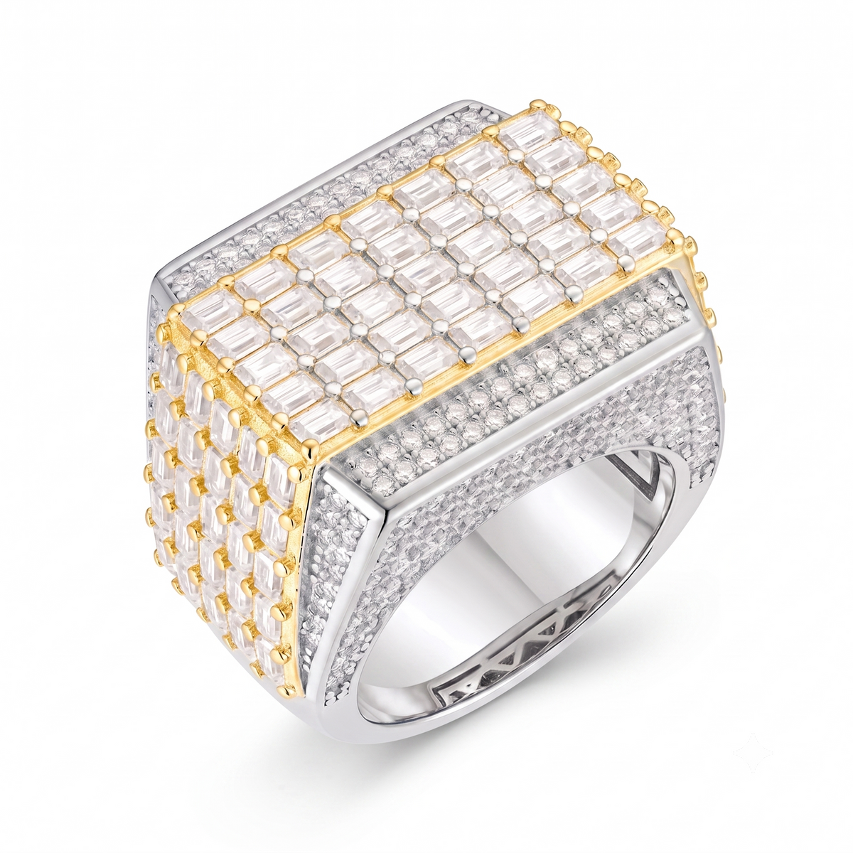 Fortress Ring in 925 sterling silver with lab-grown moissanite, silver tone