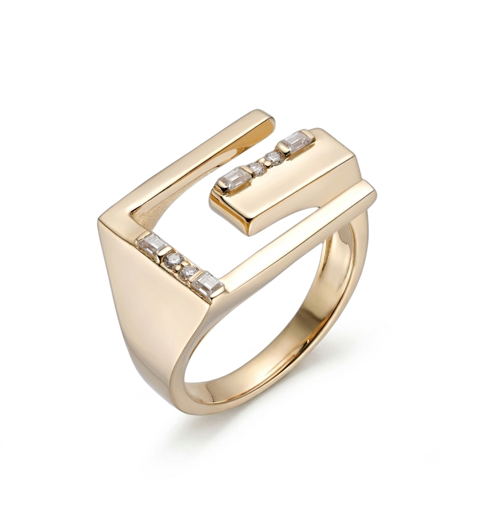 Geometric Ring in 14K gold or sterling silver