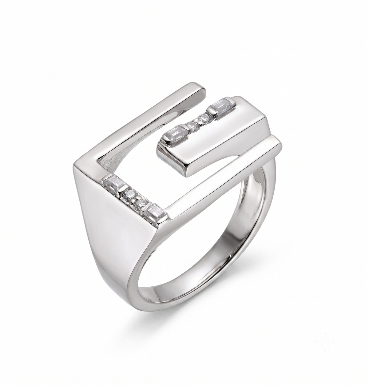 Geometric Ring in 14K gold or sterling silver, view 3