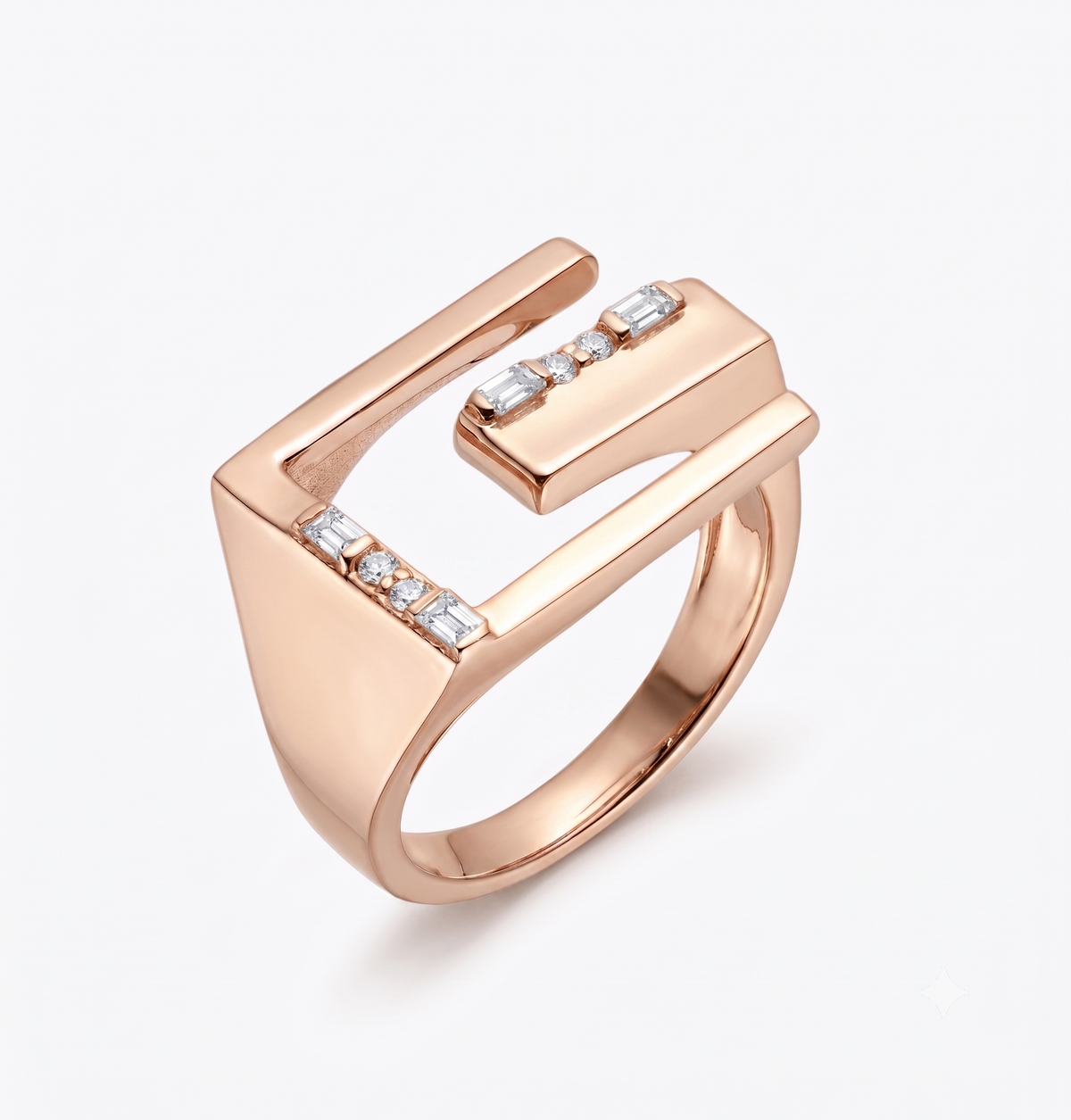 Geometric Ring in 14K gold or sterling silver, silver tone